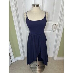 Halara Breezeful Dress Asymmetric Crossover Hem Flowy Blue Midi NWT Size M